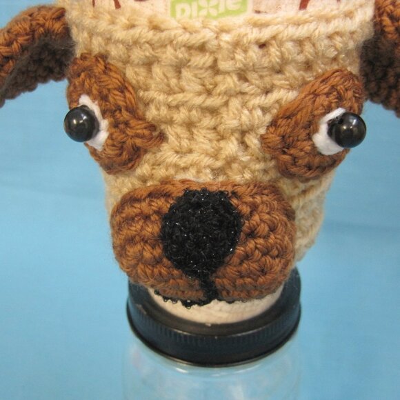 Little Pug Puppy Dog Crochet  Handmade Cup Cozy Holder Gifts by Bren - Picture 2 of 5